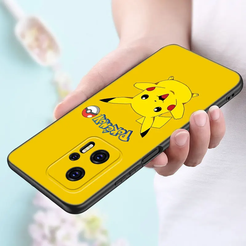 Cool P-Pokemon P-Pikachu Black Silicone Phone Case For Xiaomi POCO X3 X4 NFC F4 GT F5 F6 M3 M4 M6 X5 X6 Pro 5G M5 C55 C65