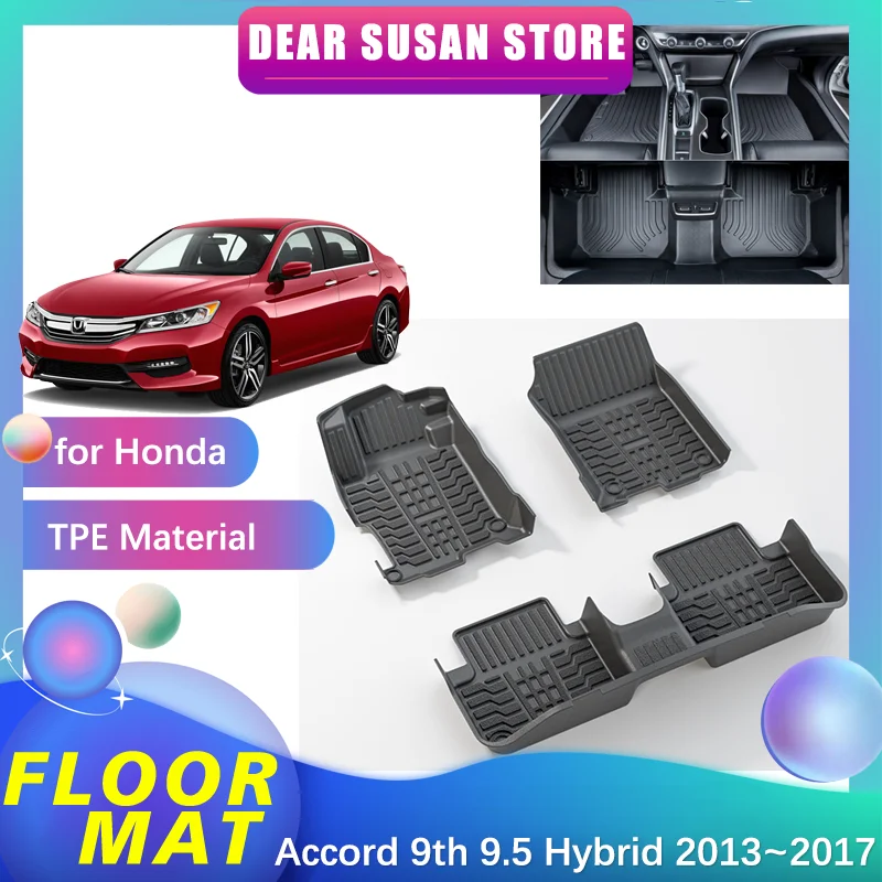 Car Floor Mat for Honda Accord 9th 9.5 CR CT Hybrid 2013~2017 2014 Part Foot TPE Liner Carpet Pad Custom Cover Rug Accessories