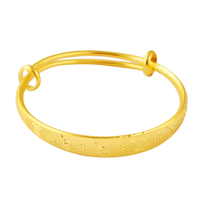 Comfortable Fit Lucky Message Push-Pull Bracelet For Women 24K Gold AU999 | Fits wrist well, comfortable for long wear