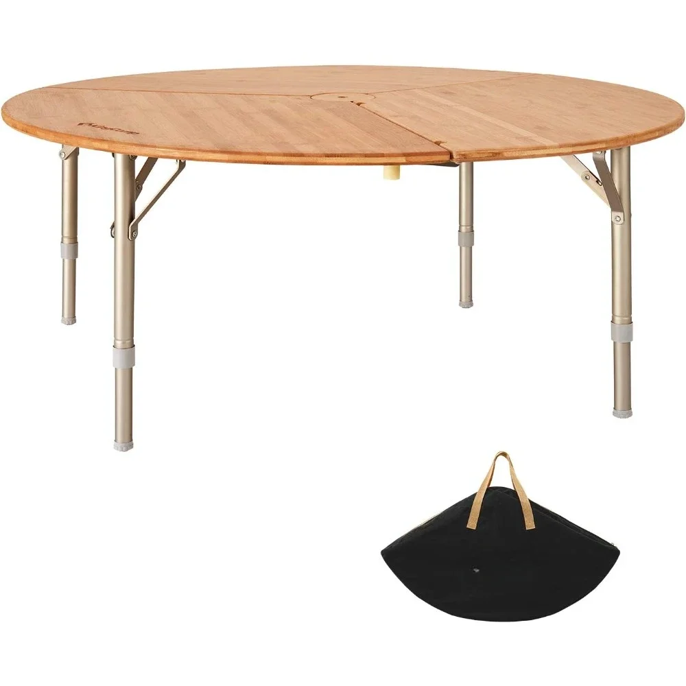 Table pliante ronde avec pied en aluminium, table de camping portable avec rapDuty réglable, cloche tipi, tente, recommandé, 3