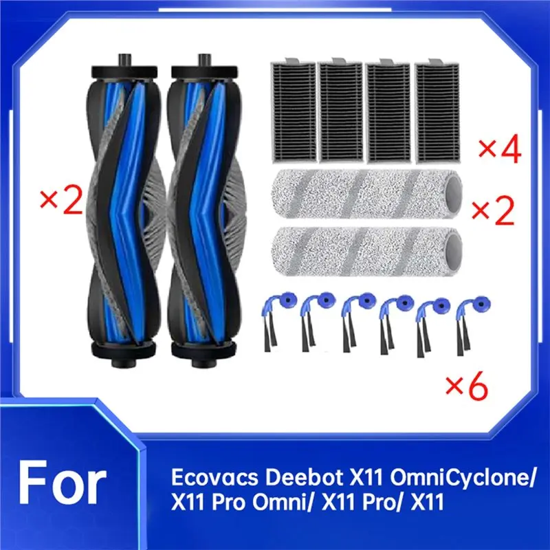14 Pcs For Ecovacs Deebot X11 Omnicyclone/ X11 Pro/ X11 Pro Omni/ X11 Vacuum Cleaner Main Side Brush Filter Drum
