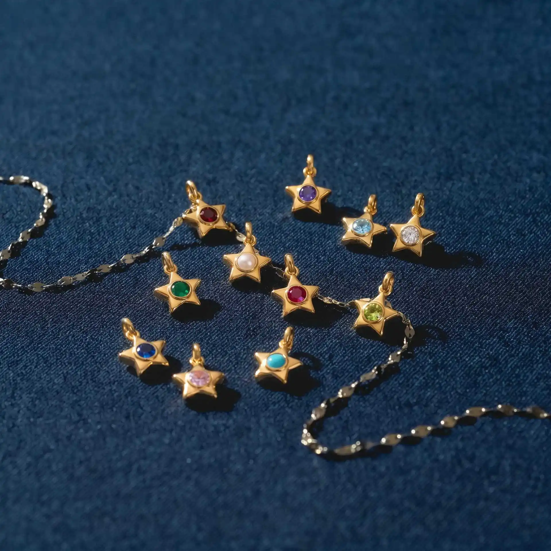 12 Month Birthstone Pendant Pentagram Star Charm Handmade DIY Jewelry Making for Necklace Bracelet 18K Gold Women Accessories