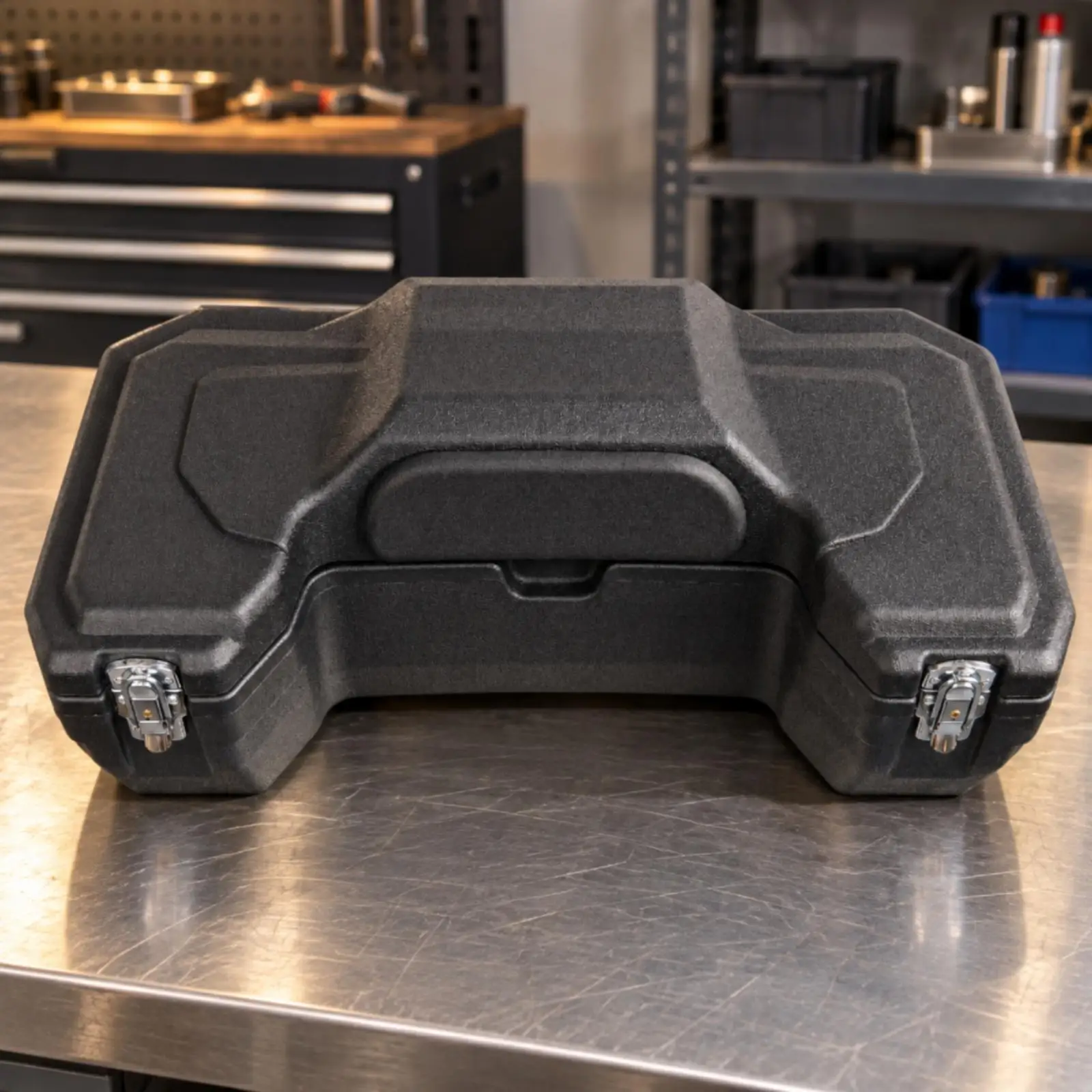 47L Waterproof HDPE ATV Trunk Black Rear Storage Box for Utility Vehicle Screwless Mount Outdoor Equipment Carrier