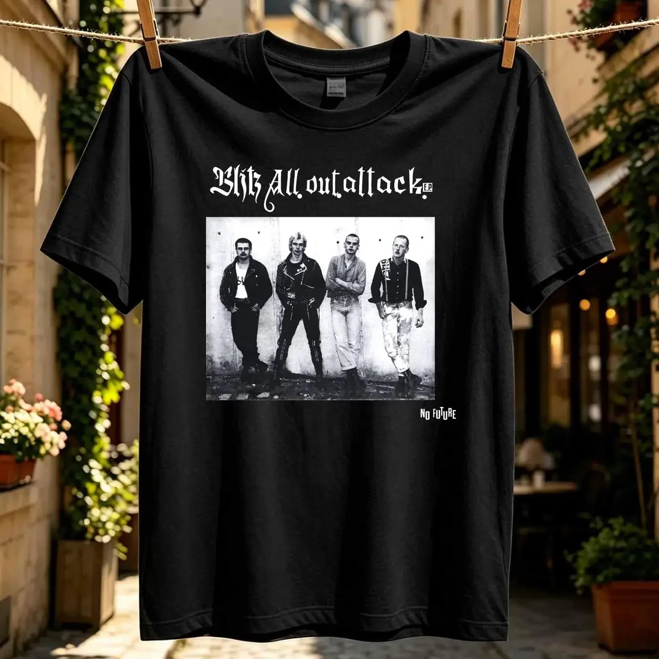 washed T Shirt Blitz Men's All Out Attack Large Black vintage Washed Soft streetwear fashion Stylish homme Stretched