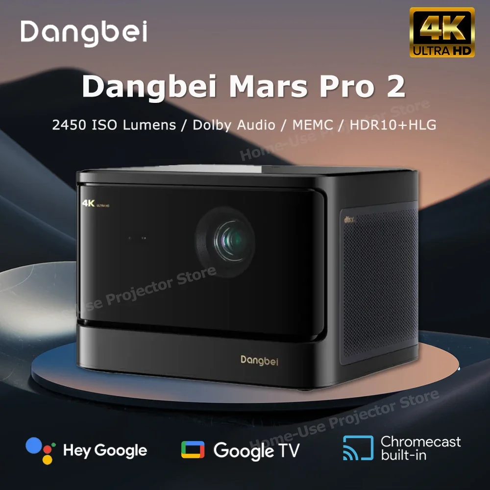 Dangbei Mars Pro 2  New 4K Projector 2450 ISO Lumen Laser DLP Beamer with Licensed Netflix Active 3D Data Show Home Theater