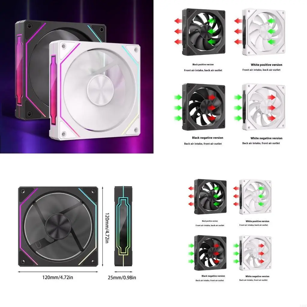 

896F Computer Cooling Fan 120mm CPU Fan 800-1600RPM Double Color Option ARGB Reverse/Forward Case Fan