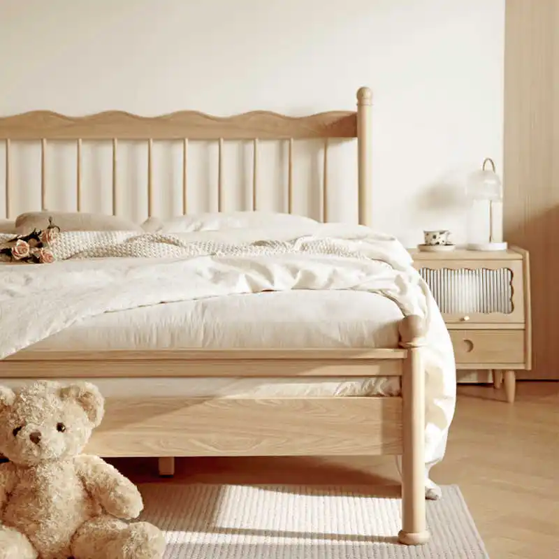 

#Modern Minimalist Wood Soft Platform Bed Queen Size Bedrooms Home Hotel Furniture