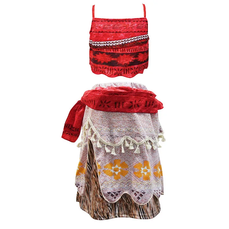 

Anime MOANA Cosplay Costume Little Girls Swimsuit Top Tassels Skirt Halloween Carnival Cosplay MOANA Clothes