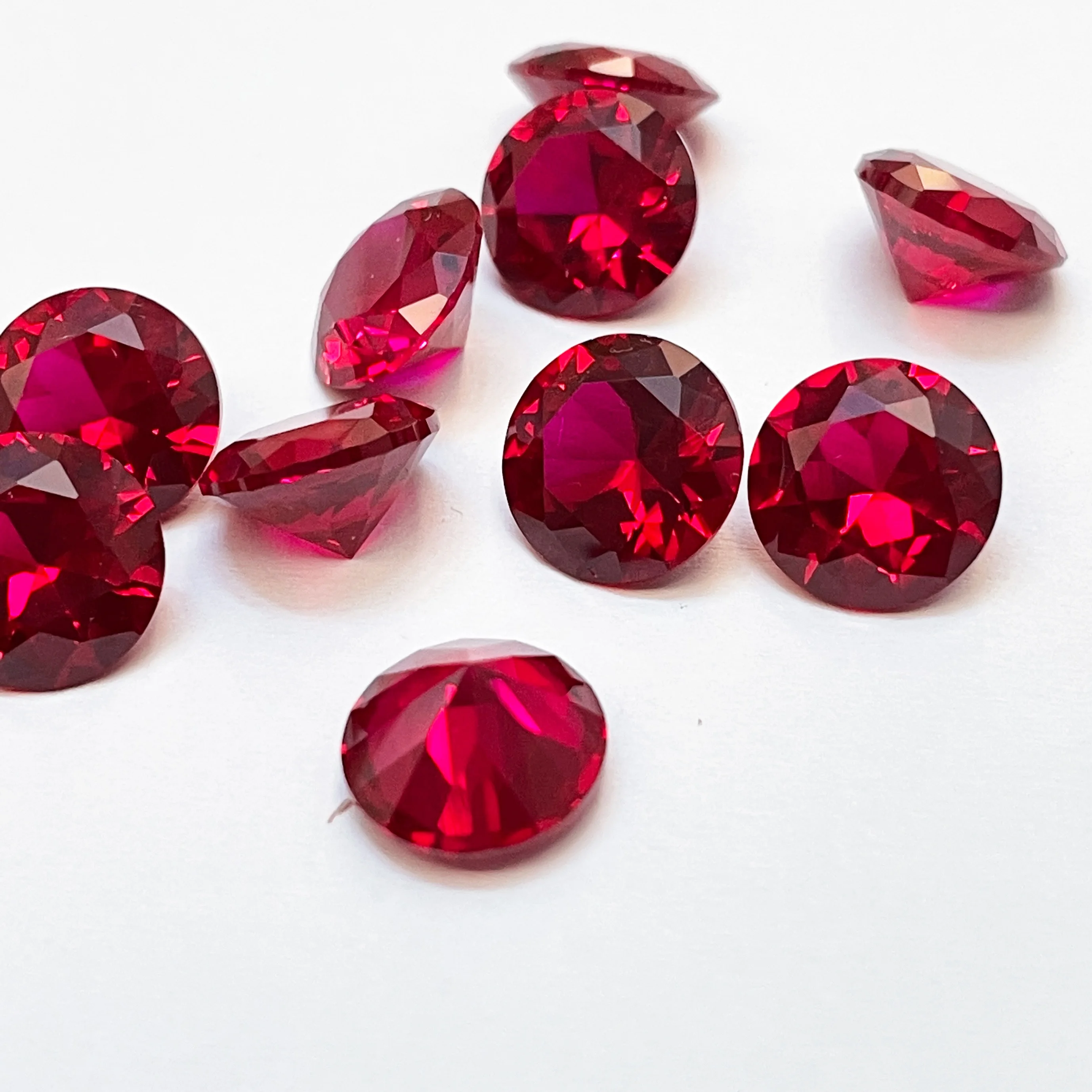 3~12mm AAAAA Quality Loose 5# Red Stones Round Brilliant Cut Ruby Red Corundum Stone Synthetic Gems For Jewelry DIY Making