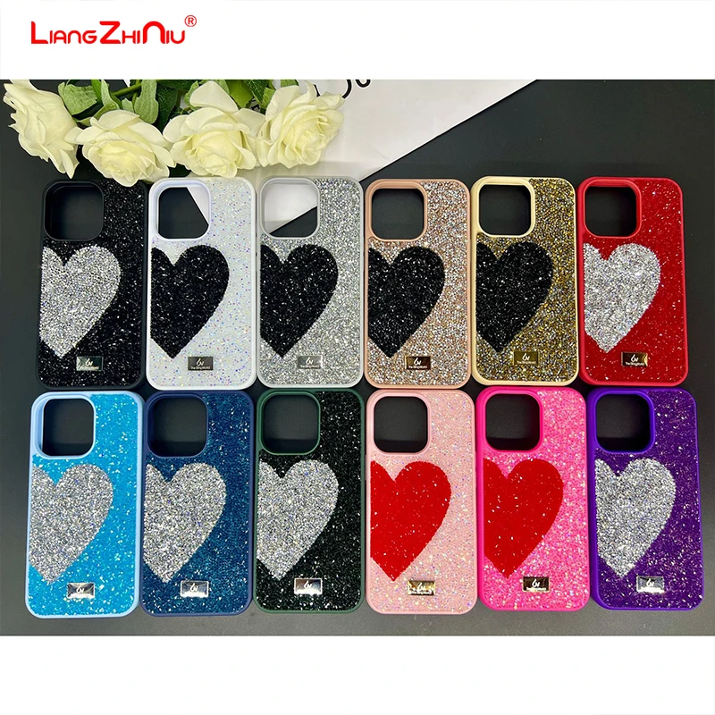 

Love Bling Phone Case For Apple Iphone 15promax 14plus 13 Tpu Bezel Is Not Easy To Drop Diamonds Luxury Full Diamond Phone Case