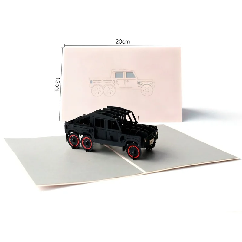 Father's Day 3D Creative Handmade Gift Cards Jeep Small Cards and Student Graduation Season Blessing Message Cards