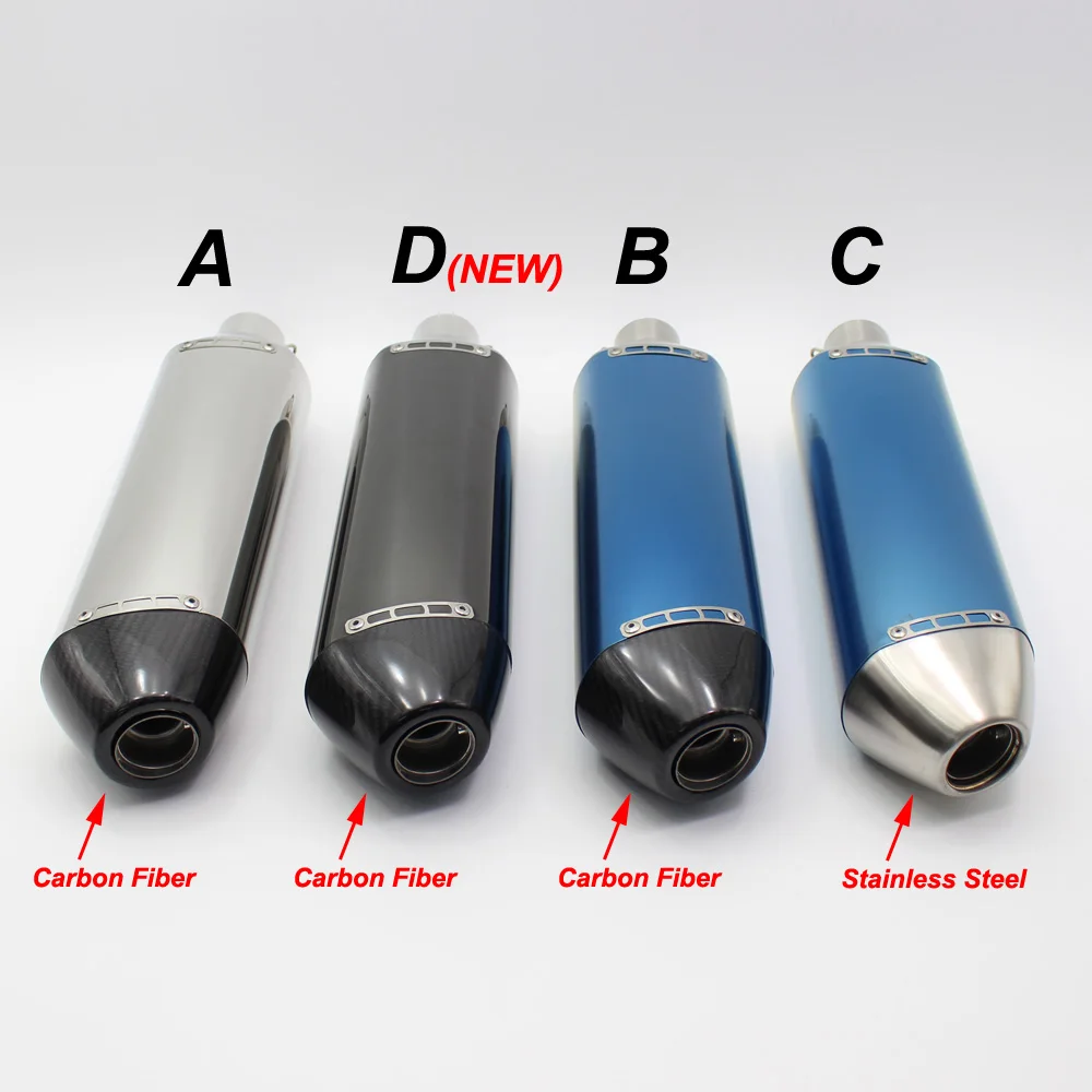 Motorcycle FMF Exhaust Muffler Pipe 470mm Length 51mm Inlet Universal Carbon Fiber End Cap with DB Killer