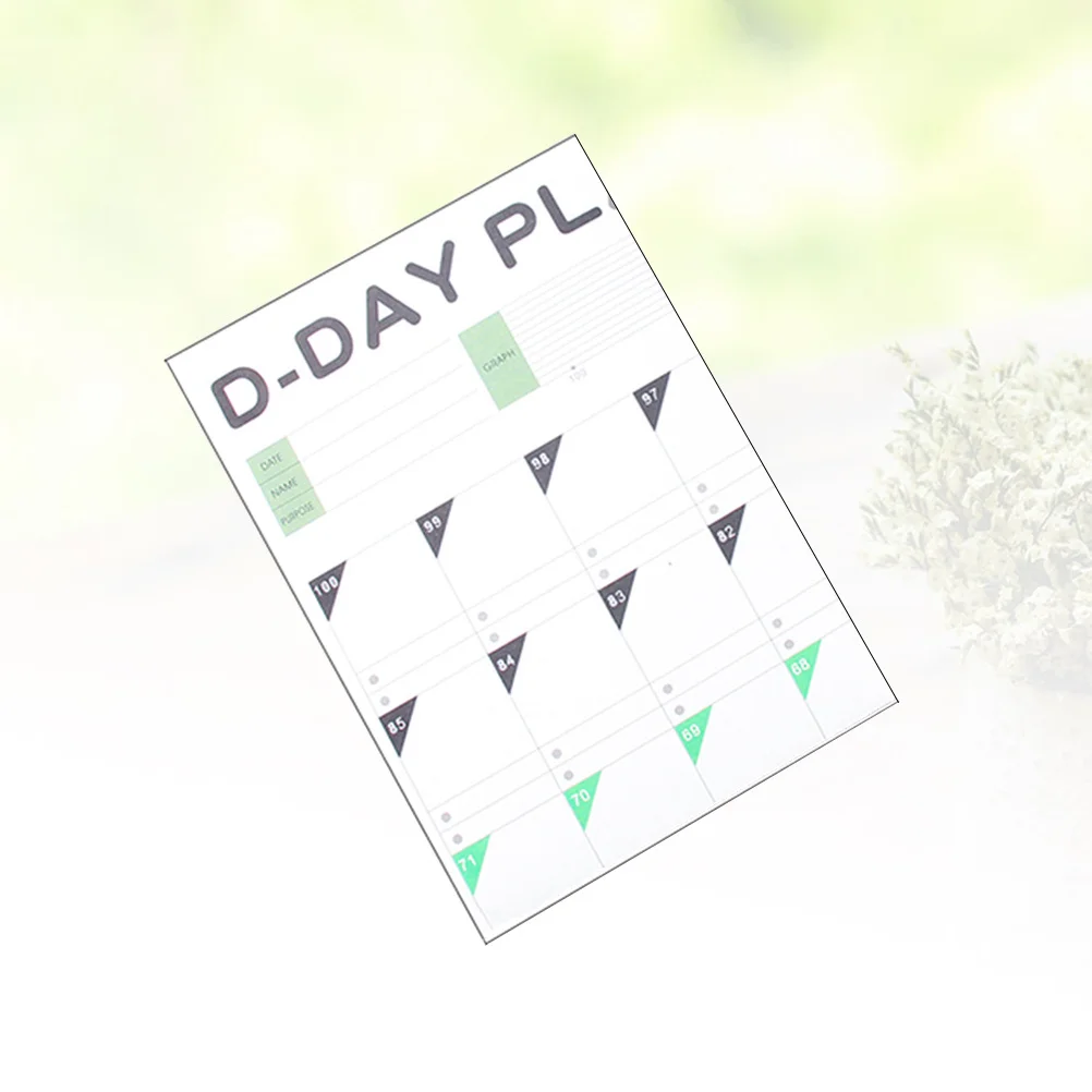 100 Day Countdown Calendar Periodic Planner Table for Learning Schedule Study Planning Safe Lightweight Design Healing