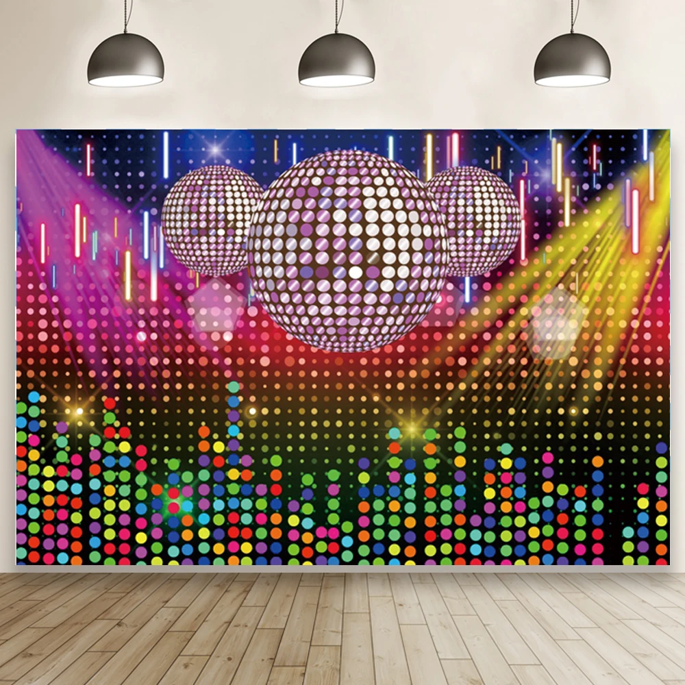 

70's 80's 90's Disco Party Backdrop Let's Glow Crazy Shining Neon Dancer Night Photography Background Photo Studio Banner