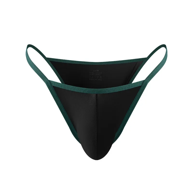 Ice Silk Sexy Underwear Men\'s Triangle Briefs Enhance Peni Pouch Panties Low Waist G-string Thong Scrotum Bulge Underpant Breath