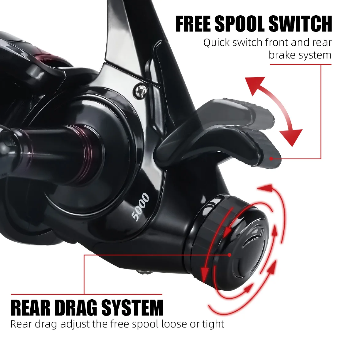 SeaKnight Brand New LUNA Series 5.5:1 Double Brake Interrotation Spinning Fishing Reels Free Spool System26LB Carp Fishing
