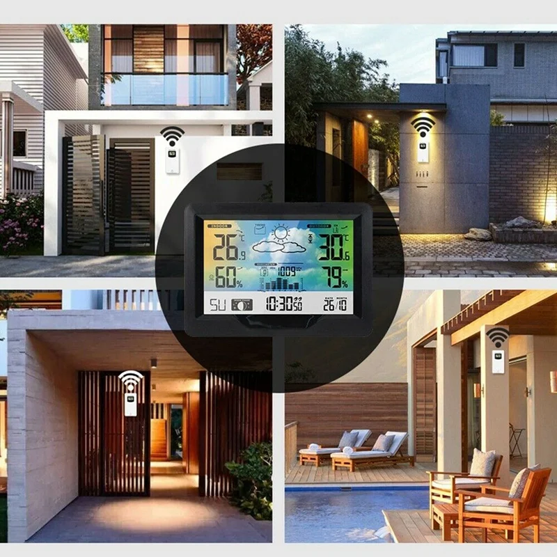 Estación meteorológica 3383F, medidor de temperatura y humedad, higrómetro para interiores y exteriores, pronóstico del tiempo, función de repetición, reloj