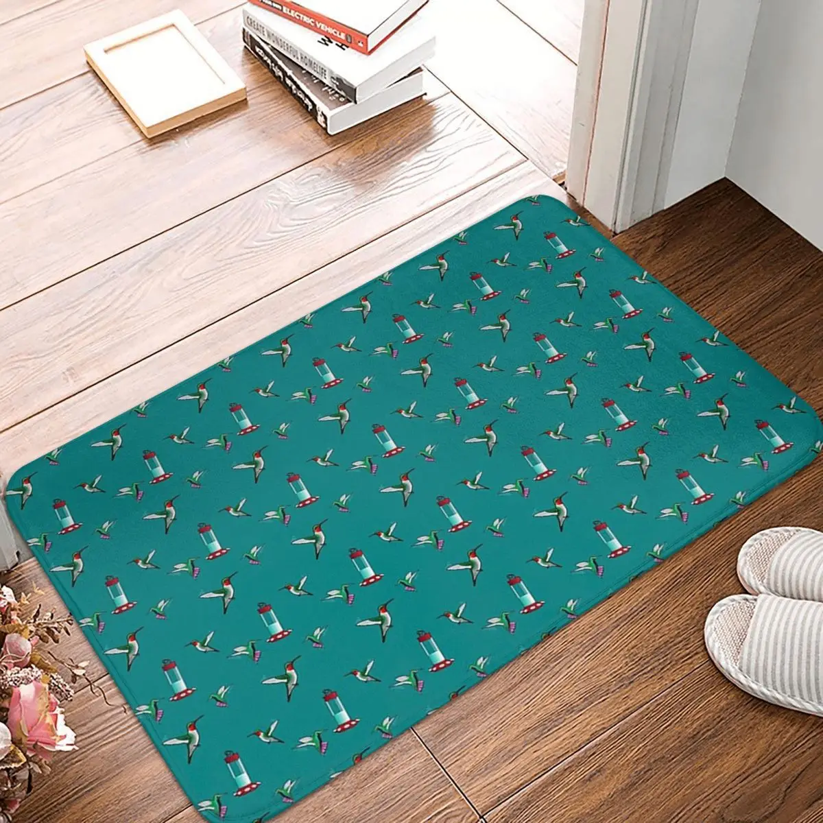 Hummingbirds With Hummingbird Feeder Pattern Doormat Kitchen Entrance Home Floor Mat Non-slip Carpet Rug for Bathroom Footpad