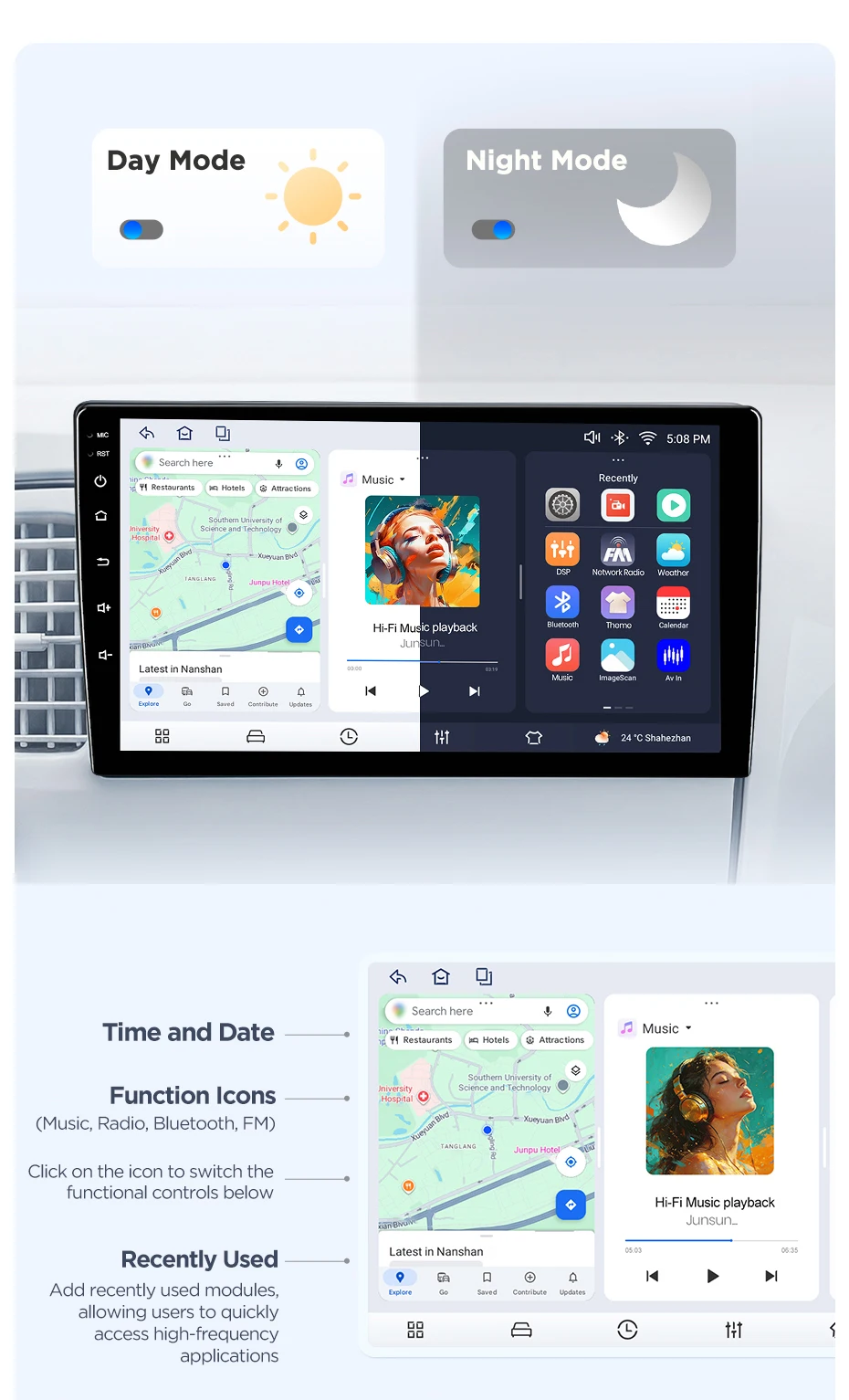 Junsun Android 15 Intelligente Autosysteme für Toyota Land Cruiser Prado 150 2009-2013 AI Wireless CarPlay für Apple Auto – Detail 17