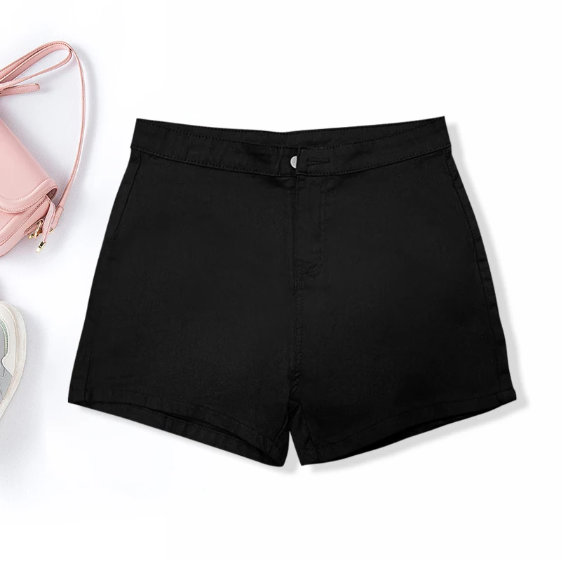 Pantalones cortos ajustados elásticos de cintura alta para mujer, pantalones cortos de calle informales versátiles, Color puro, moda coreana Y2K, Verano
