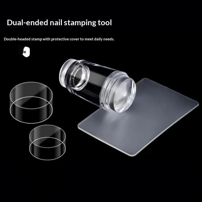 Transparent Nail Stamper With Scraper 2 Jelly Silicone Head Stamp For French Nails Printing Nail Art Stamping Plate Manicure