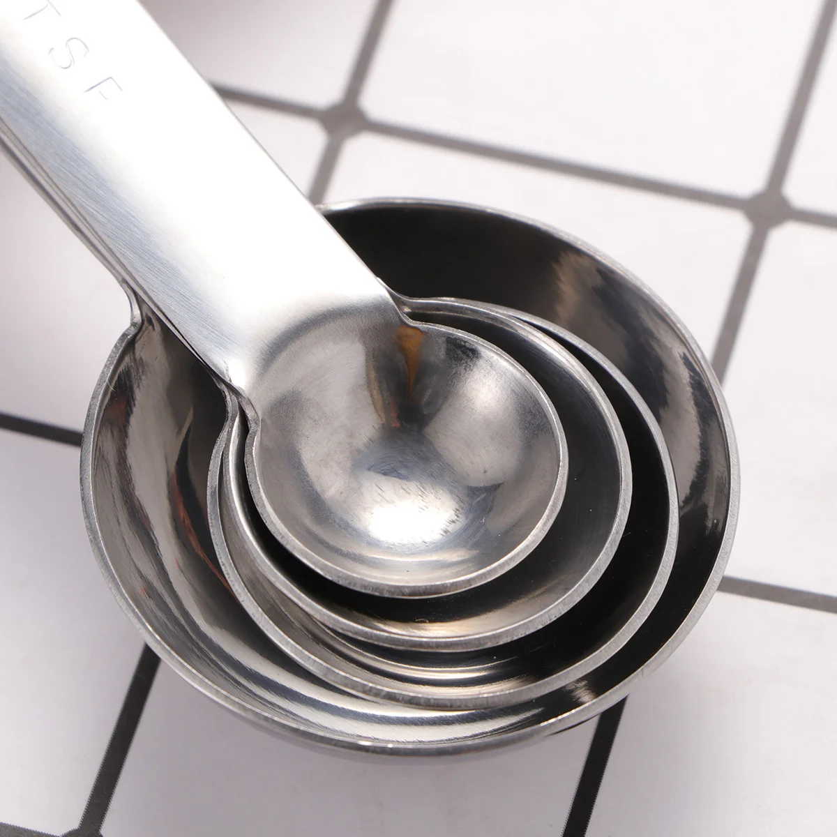 

4pcs Stainless Steel Measuring Spoons Set Precise Engraved Kitchen Tools For Baking Cooking Liquid Dry Ingredients Stackable