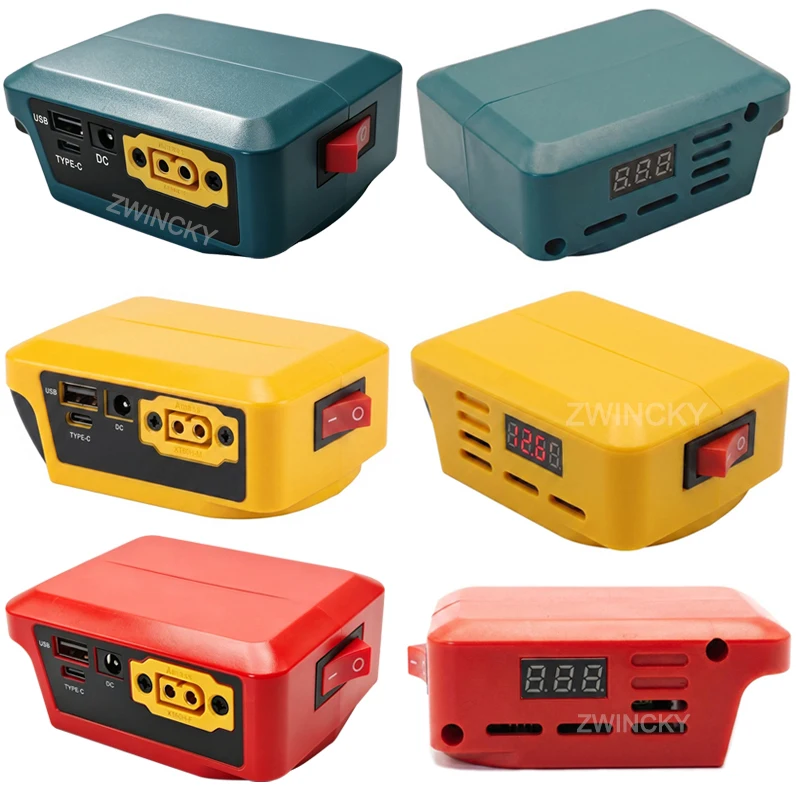 Zweiwege-Ladeadapter-Konverter für Makita/Dewal/Milwaukee 18V Li-Ionen-Akku, mit digitaler Anzeige, DC XT60 USB Typ-C Anschluss