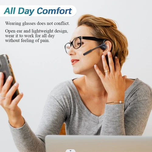 Imagen 2 del producto Auriculares Bluetooth de conducción ósea Auriculares inalámbricos Bluetooth Auriculares para jugadores Auriculares de trabajo de carga rápida con micrófono