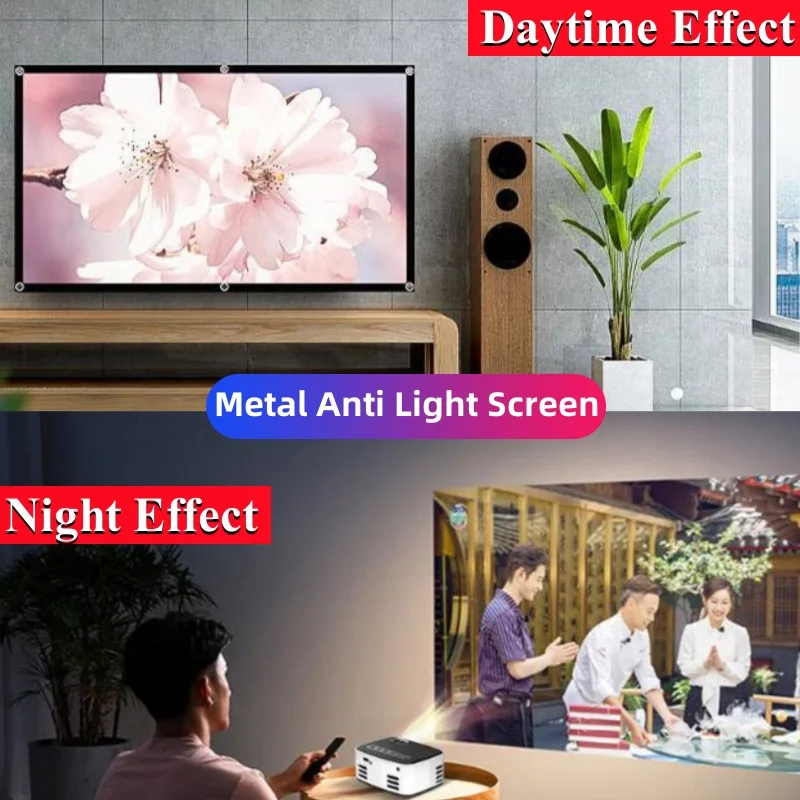 Projector Screen 16:9 Portable Metal Anti Light Projection Screen 60-120\