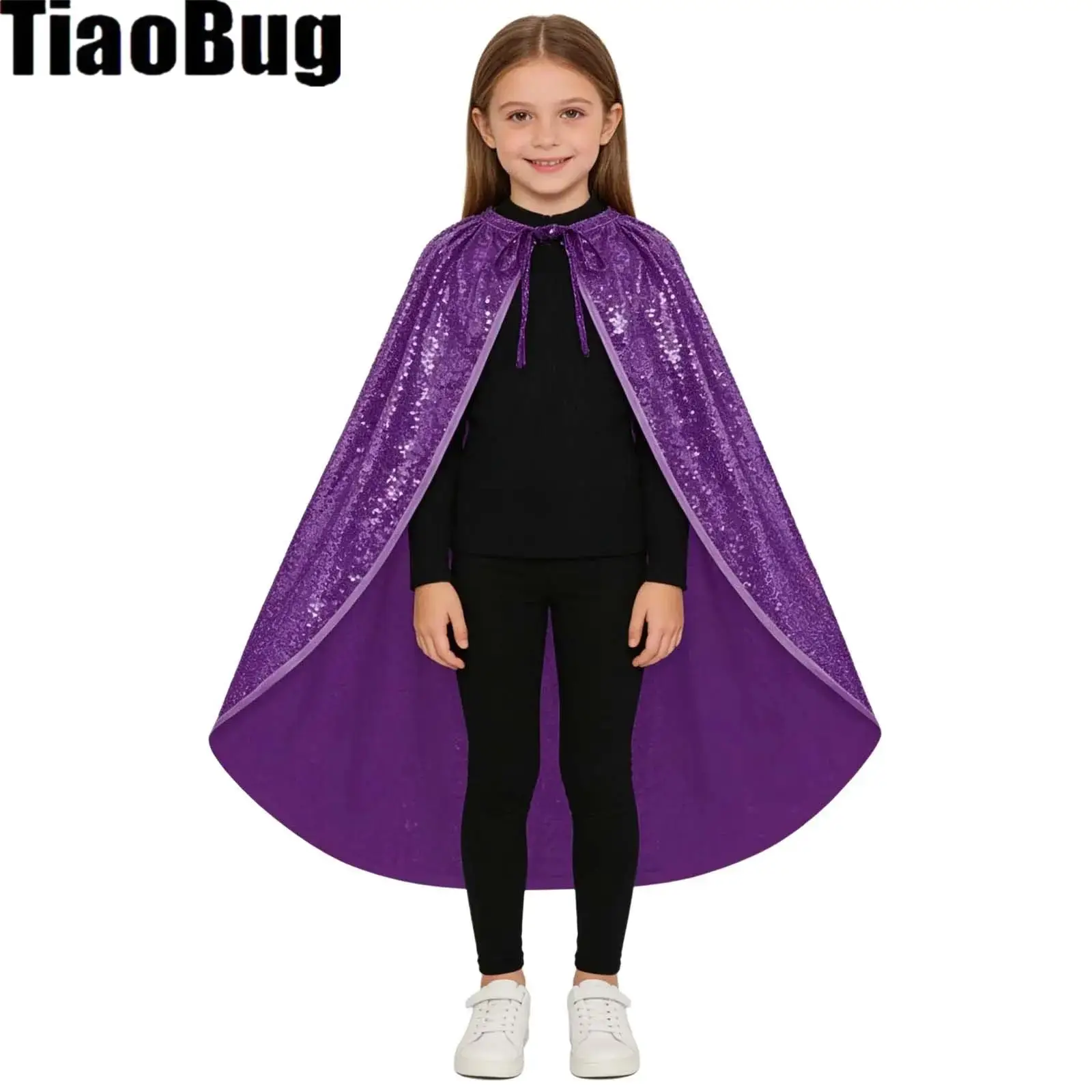 Sequins Cloak Cape Costume Dress Up Accessories Shiny Sequins Long Cloak Halloween Cosplay Witch Costume Robe