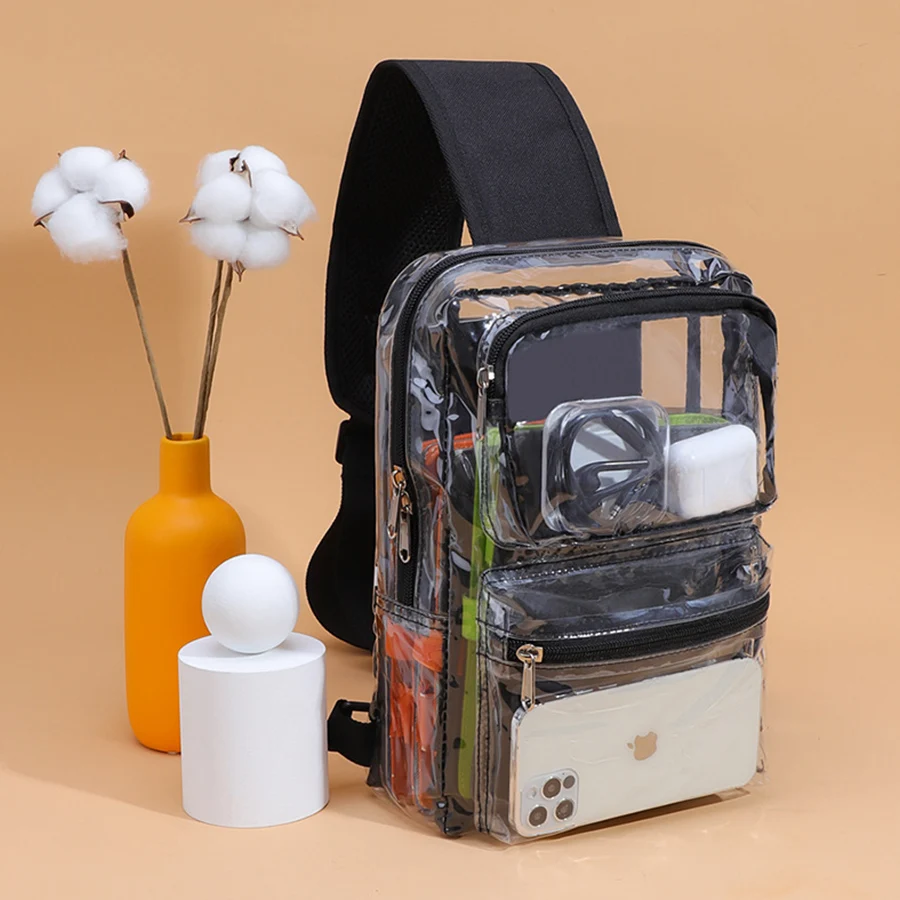 Large Capacity Transparent PVC Crossbody Bag - close-up view