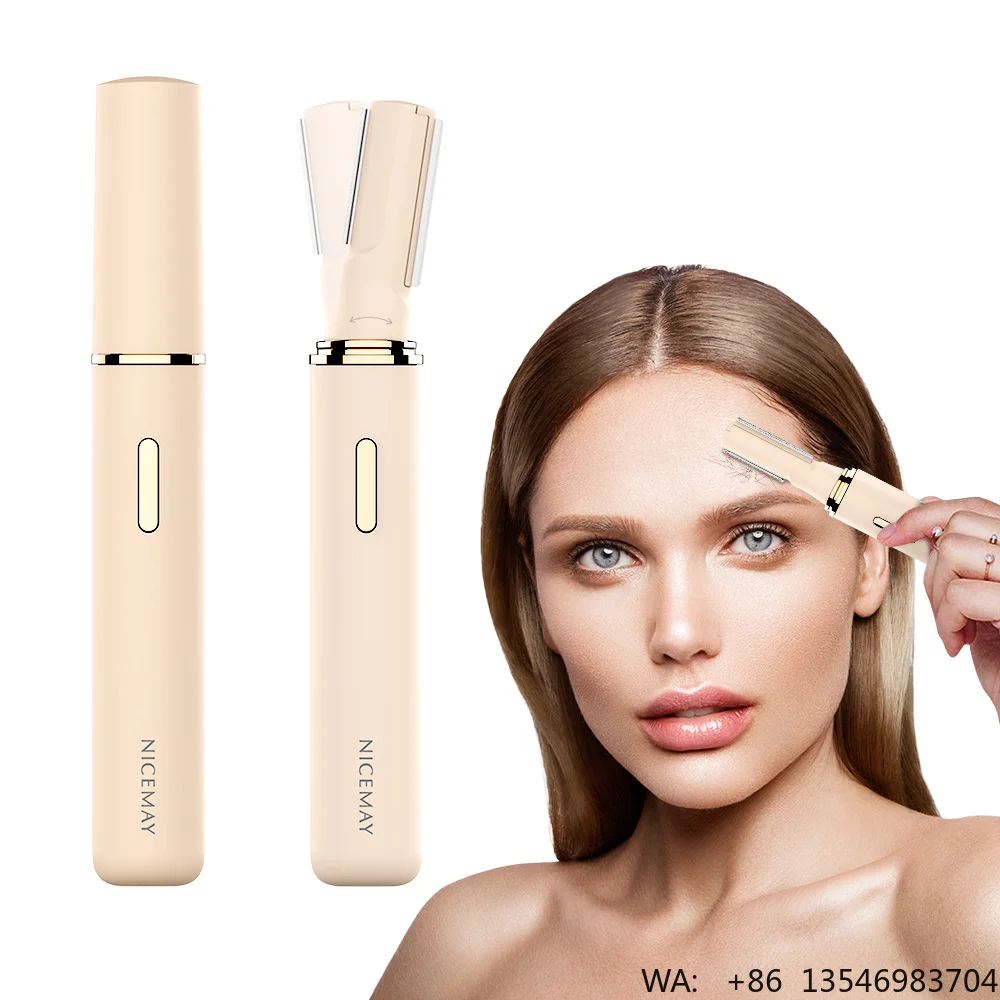 Nicemay 2  in 1  Dual Head Mini Facial Hair Remover  Rechargeable Painless Lady Women Eyebrow Trimmer