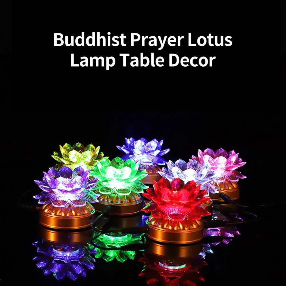 8.8cm Diameter Colorful Lotus Lamp Battery-Operated Flicker Free Realistic LED Buddha Lotus Lamp Desktop Decoration Home Supply