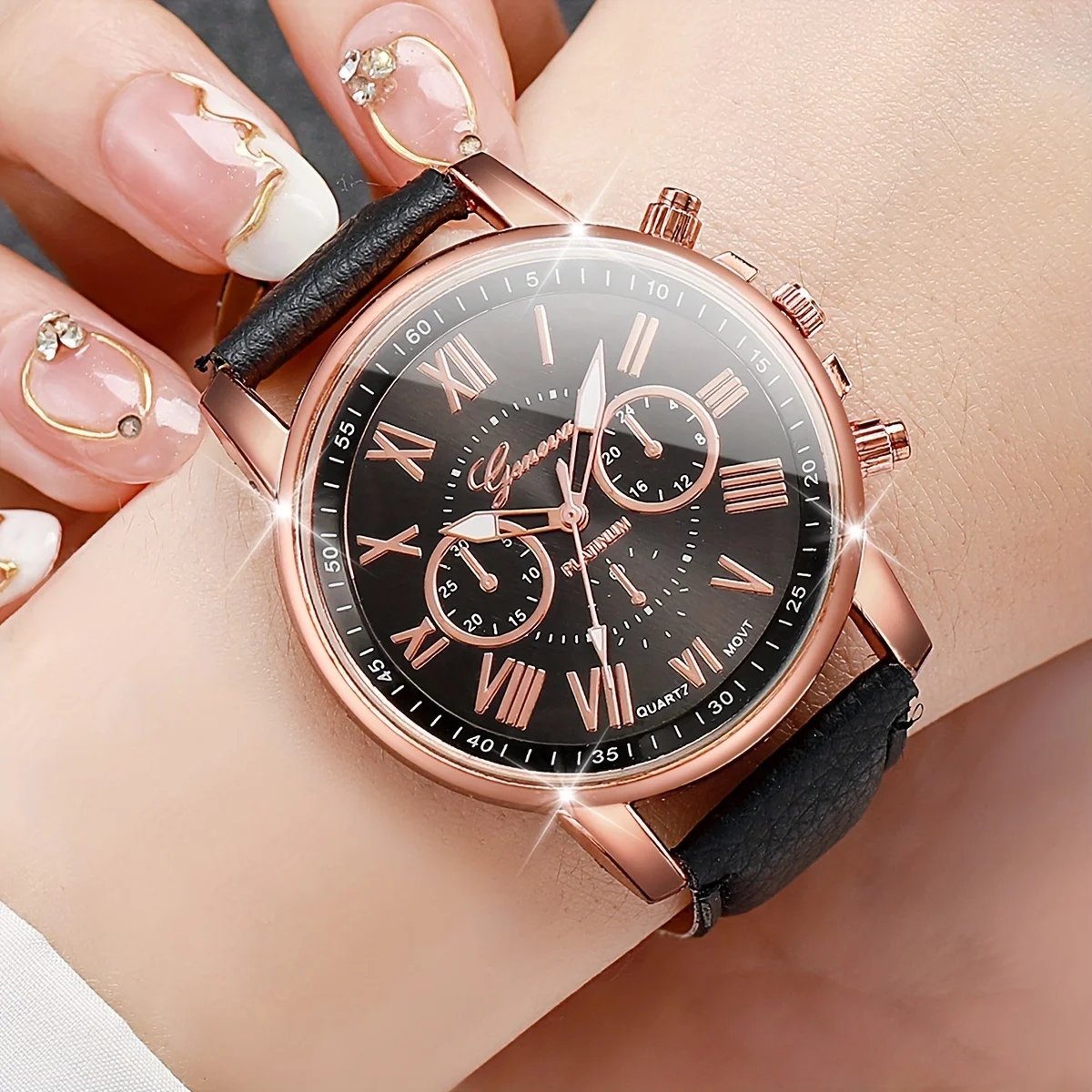 3pcs Stylish Roman Watch Timeless Design With Accurate Quartz Movement Soft Leather Strap Classic Roman Numerals Perfect