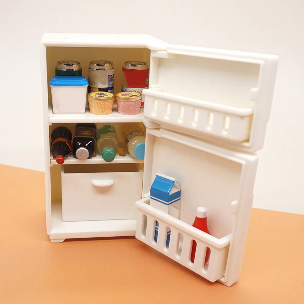2Pcs Mini Fridge for Dollhouse Interiors Firm Structure No Deformation Smooth Surface Warm Home Feel Miniature Refrigerator