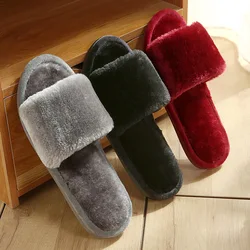 2025 New Comfortable Warm Indoor Slippers Fashion Woman Shoes Velvet Fluffy Flat Bottom Winter Ladies Slippers