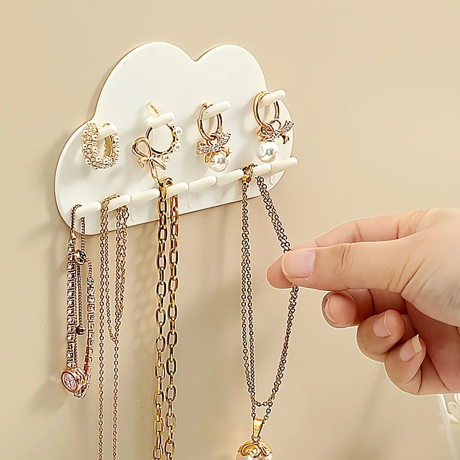 1/3 Pcs Cloud-Shaped Plastic Hooks - Multi-Purpose Organizer for Jewelry & Keys, Decorative Storage for Bathroom & Living Room