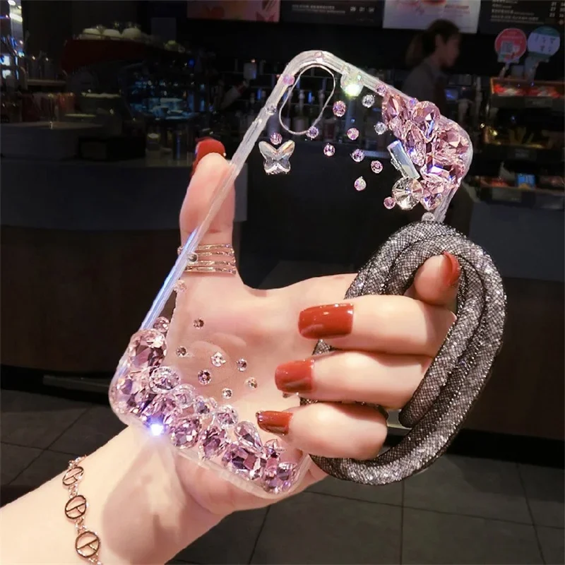 

Luxury Bling Rhinestone Diamond Crystal Soft Phone Case for Samsung, S24, S20, S21, S22, S23 Ultra Plus Lite, Note 8, 9, 10, 20