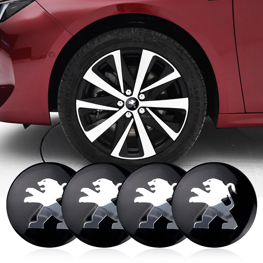 4pcs Metal Car Wheel Hub Cap Sticker Decals For Peugeot 206 207 208 306 307 308 406 407 408 508 106 107 108 2008 3008 5008 RCZ