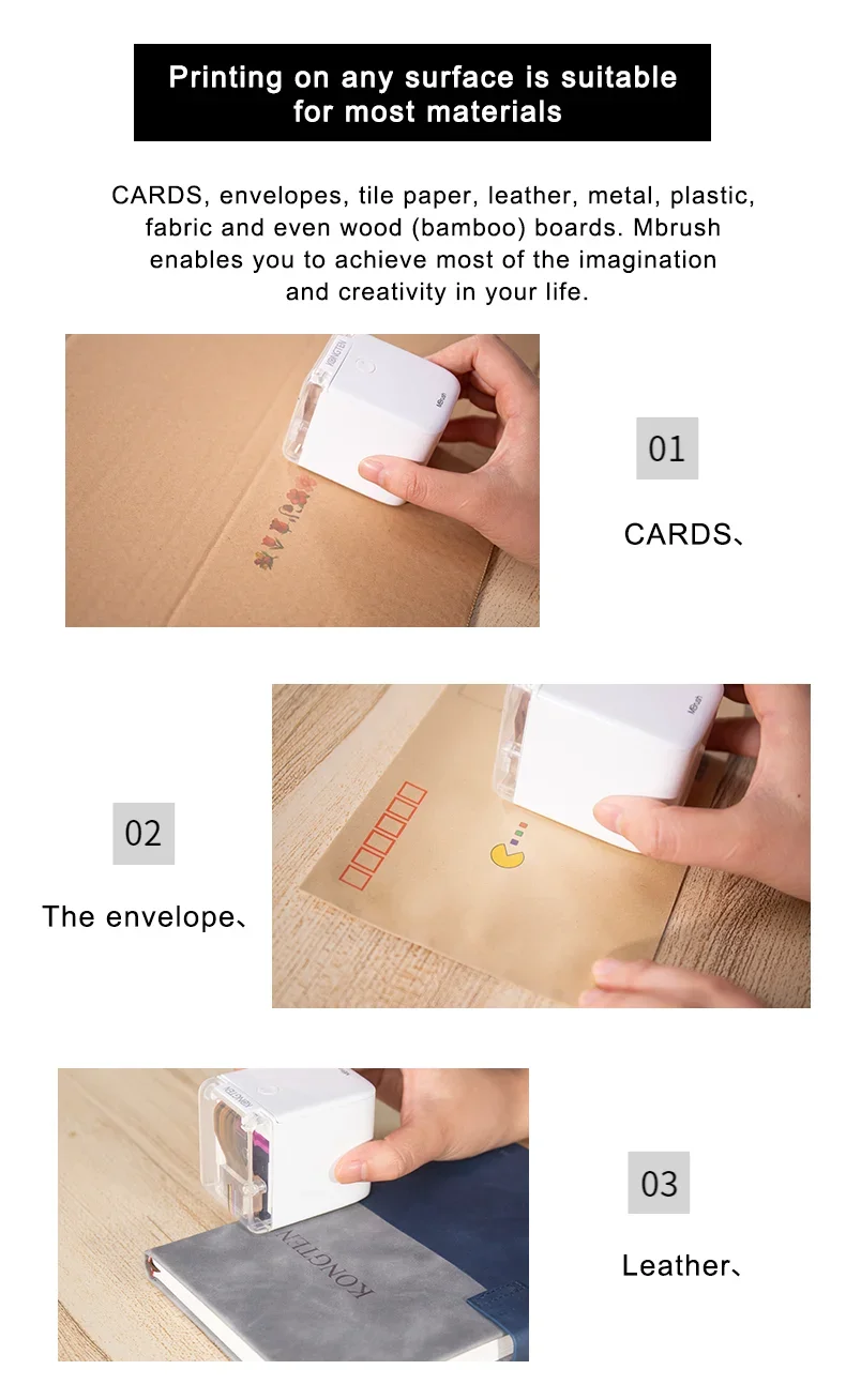 Mbrush Bluetooth portable mobile Color Smallest printer Handheld Mobile Printer Paperless tattoo photo