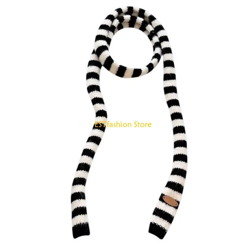 

Y5GC Elegant Scarf for Women Handbag Scarfs Knit Striped Neck Scarves Girls Gifts