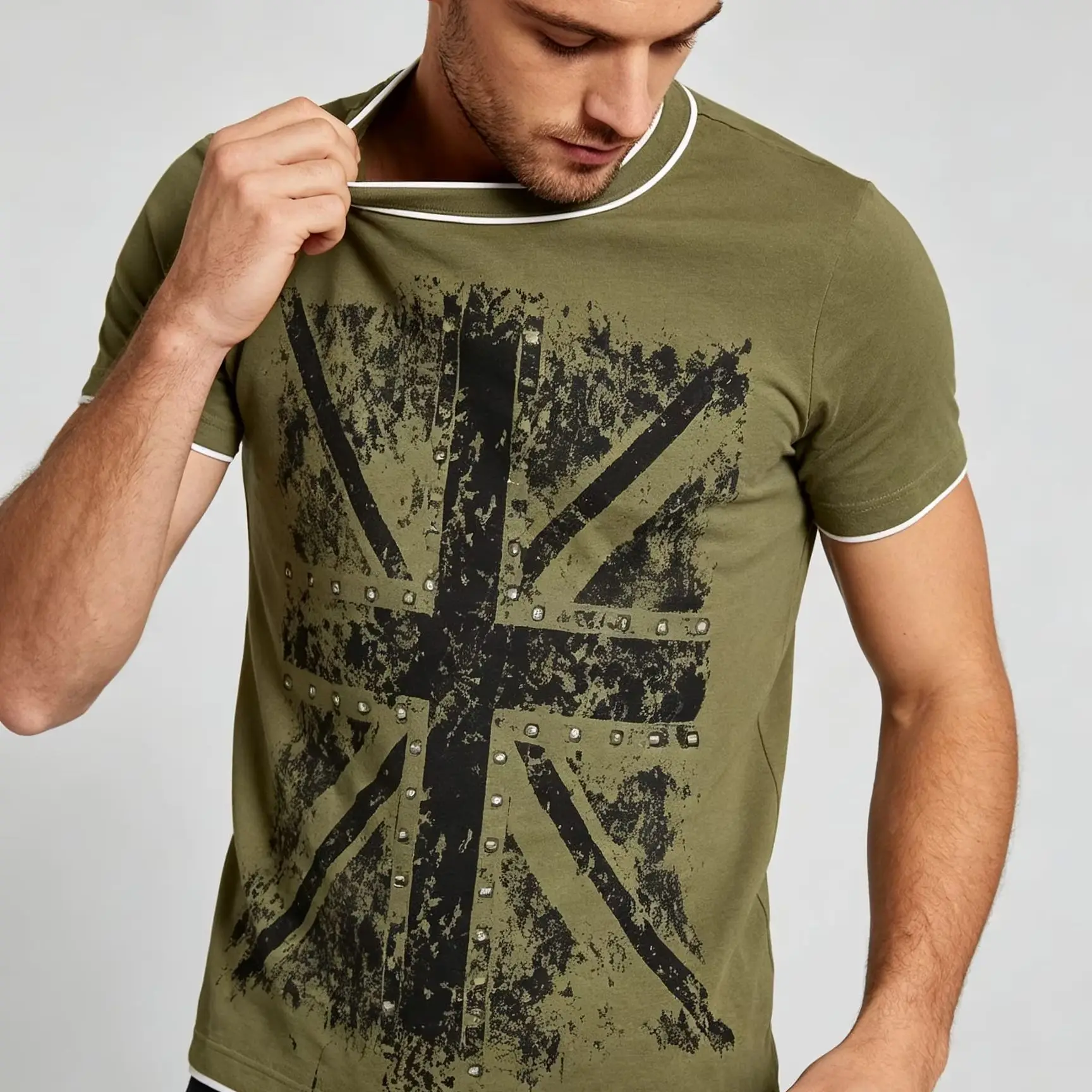 Женский кроп-топ в стиле Y2K с винтажным принтом Union Jack, короткими рукавами, украшенный стразами, облегающий, укороченный топ в стиле бэби-ти, уличная одежда.