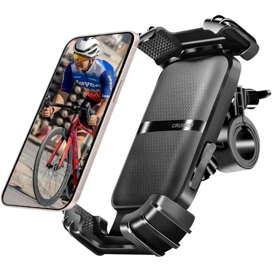 

Motorcycle Phone Mount Handlebar Phone Holder for Bike with 360 Rotation and Silicone Wrapped Phone Clamp OneTouch Quick Lock M