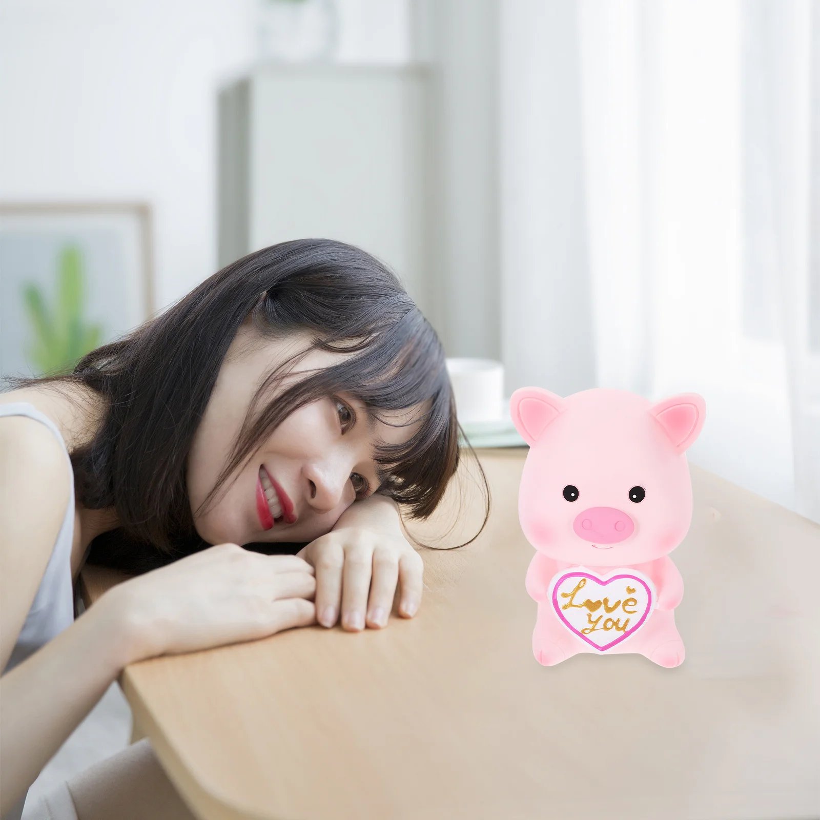 

1pc Cartoon Piggy Bank Cute Vinyl Coin Bank For Kids Desktop Saving Pot Flat Bottom Stable Design Lovely Money Box For Bedroom