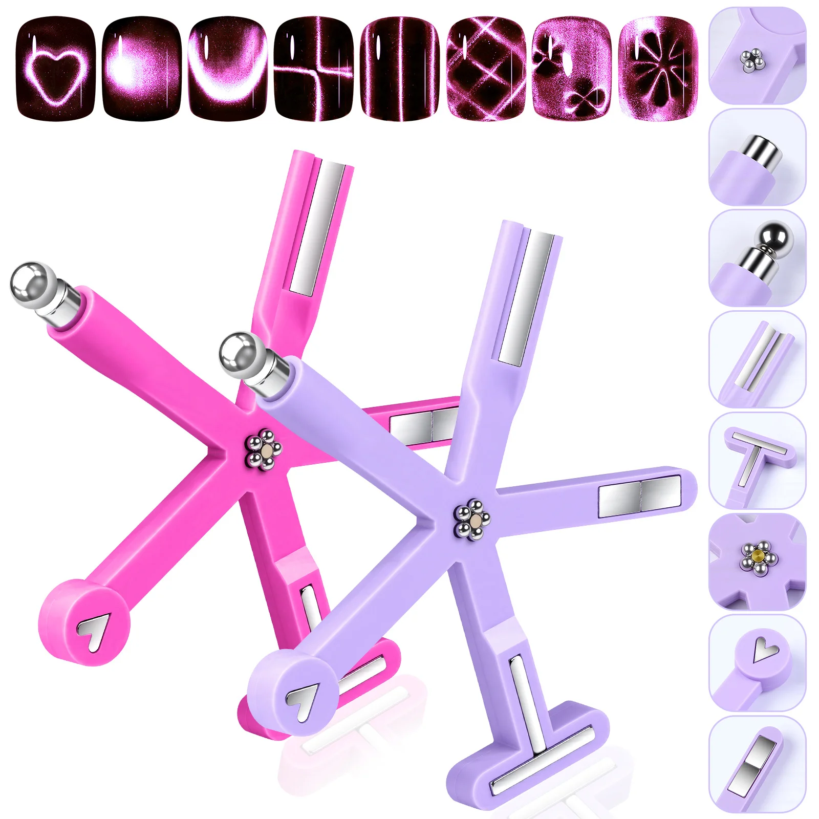 8In1 Nail Art Magnet Featuring Fancy Design Multifunctional Glass Beads Cat Eye Nail Polish Gel Magnetic Stick With Strong Magne