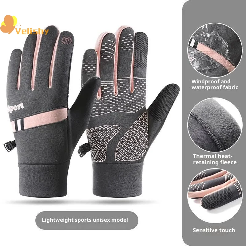 قفازات دافئة مبطنة بالصوف للرجال والنساء لركوب الدراجات في الهواء الطلق مقاومة للرياح ومقاومة للماء تعمل باللمس قفازات التزلج #1