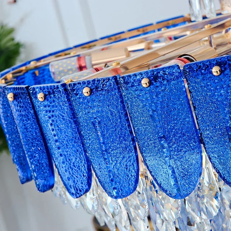 Postmodern Light Luxury Multi-layer Crystal Chandelier Villa Main Living Room Lamp European Hotel Lobby Round Project Lamps