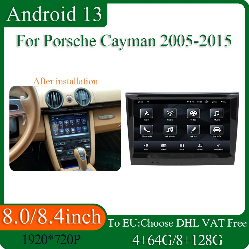 Upgrade Screen Android 13 For Porsche Cayman Carplay Auto Car Multimedia Player Radio Navigation With IPS HD Screen Car play 4G