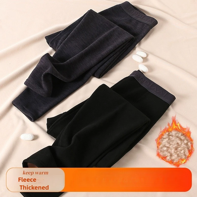 

Men's Thermal long johns Winter Slim Double-sided Fleece Trousers Thickened Elasticity Cotton Wool Constant Temperature Pants