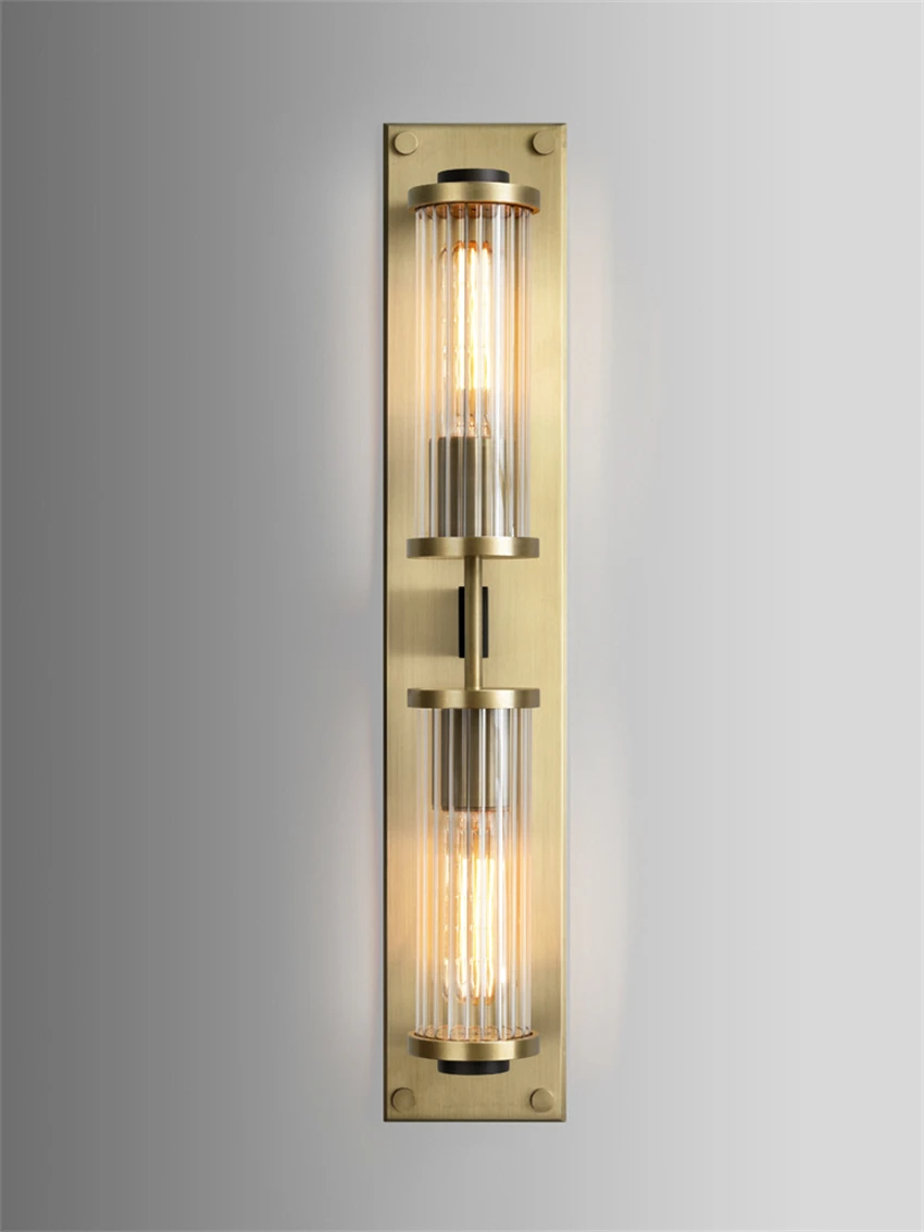 copper glass wall lamps American modern living room dining room bedroom bedside lamp mirror front aisle bathroom sconces lights image 2